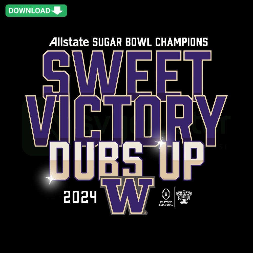 Sweet Victory Dubs Up 2024 Washington Huskies SVG - Husky Logo & Victory Text; SVGCluster Digital Sports Design