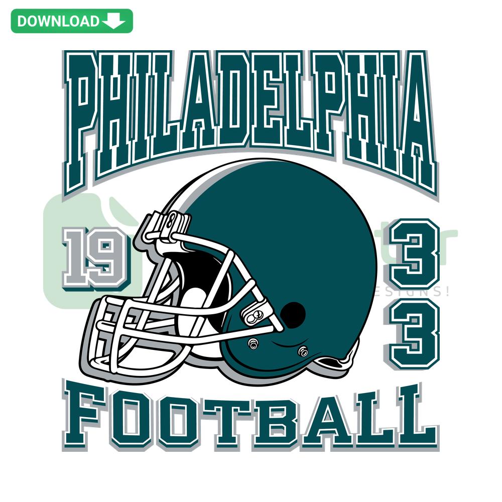 Vintage Philadelphia Eagles 1933 Football Helmet SVG, premium graphics, retro sports design, classic NFL logo, digital download.