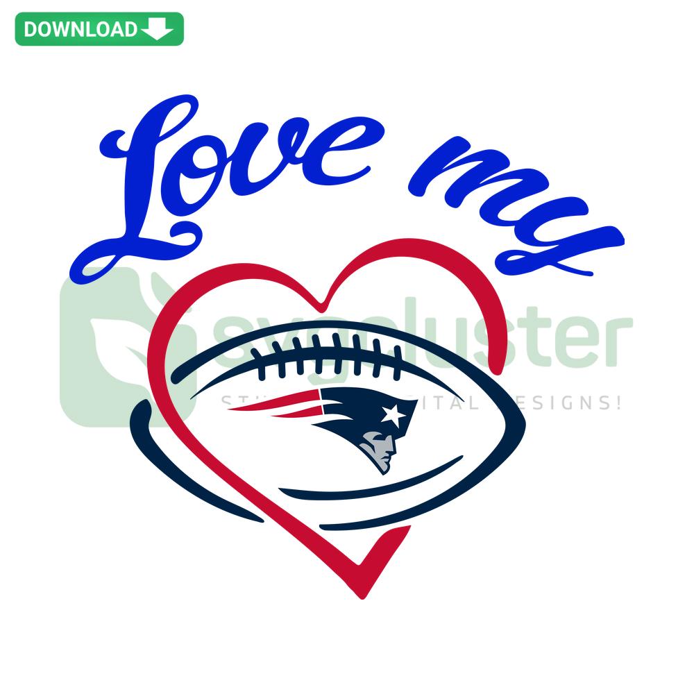 New England Patriots SVG Design, Cricut Files, Heart with Patriots Logo, USA Football Team Art, Digital Download
