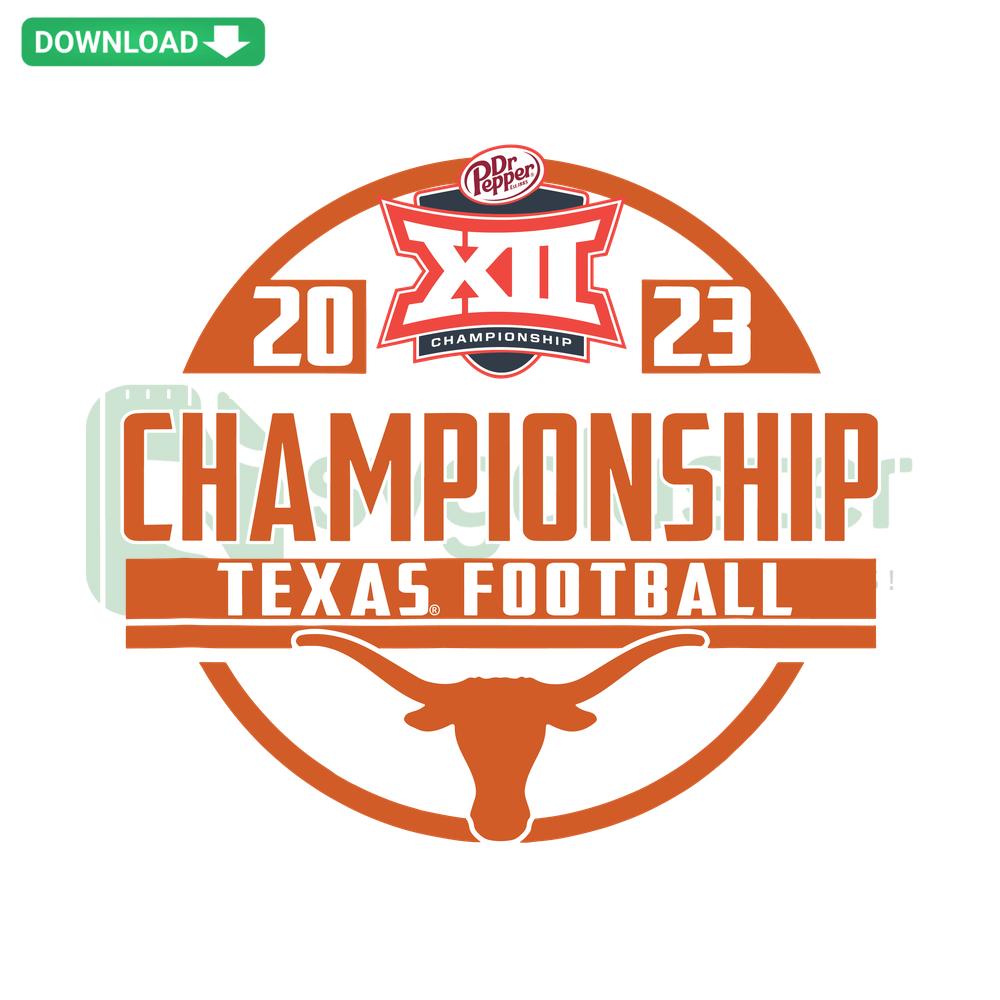 Texas Football SVG 2023 Championship Digital Download, Instant Graphics featuring bold football helmet and state outline design.