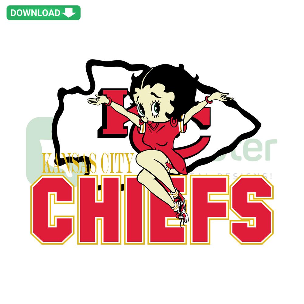 Betty Boop Kansas City Chiefs SVG, Cricut Ready Design, Chiefs Logo, Digital Download, Cartoon Style, NFL SVG File