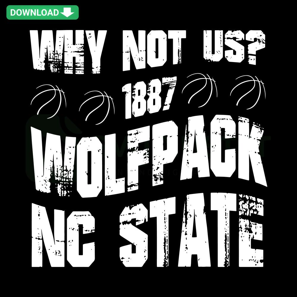 NC State Wolfpack 1887 Basketball SVG Design, Why Not Us, Digital SVG File for Crafting, Wolfpack Team Spirit Graphic