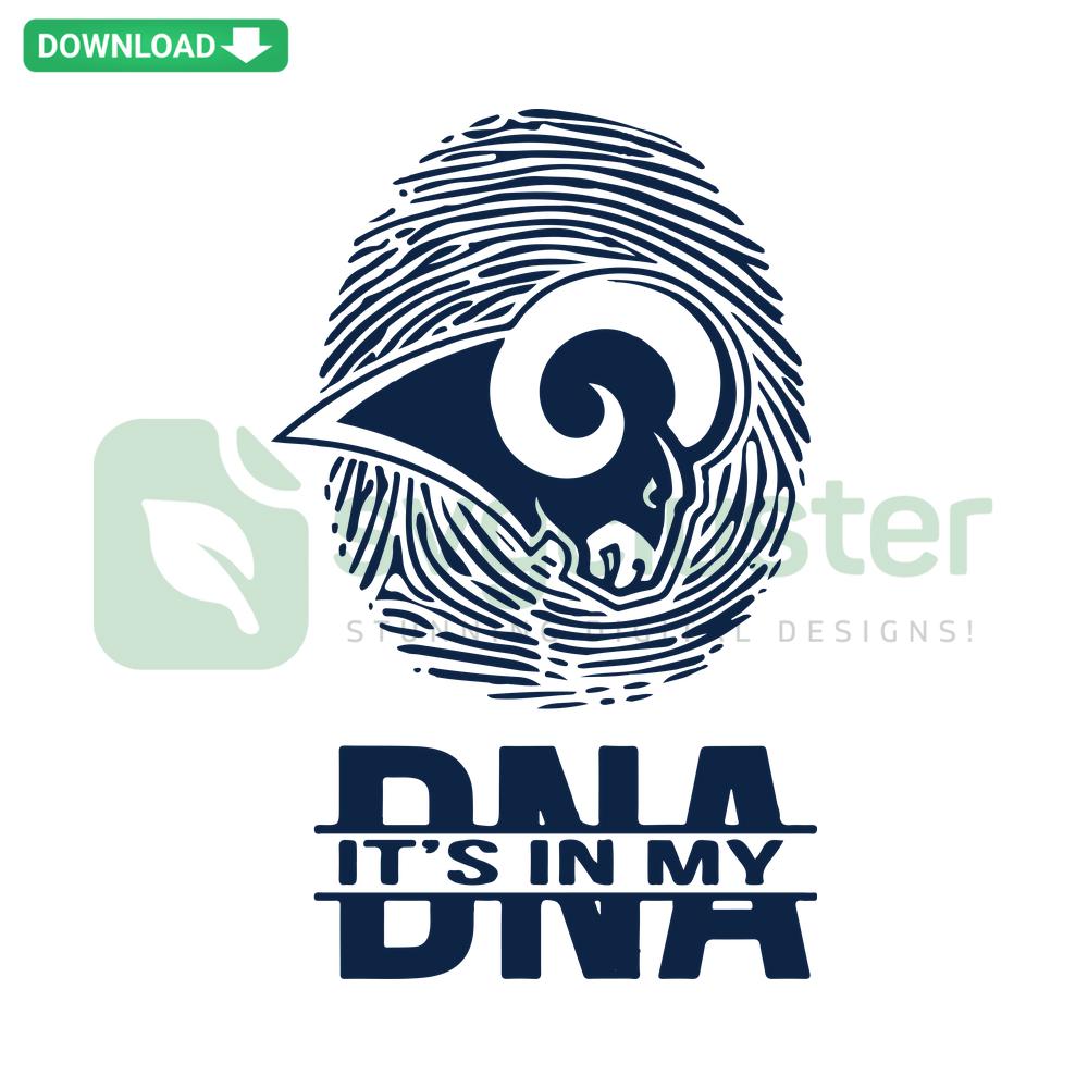 Los Angeles Rams It's In My DNA SVG featuring Rams logo with DNA strand graphic, perfect for Cricut/Silhouette projects.