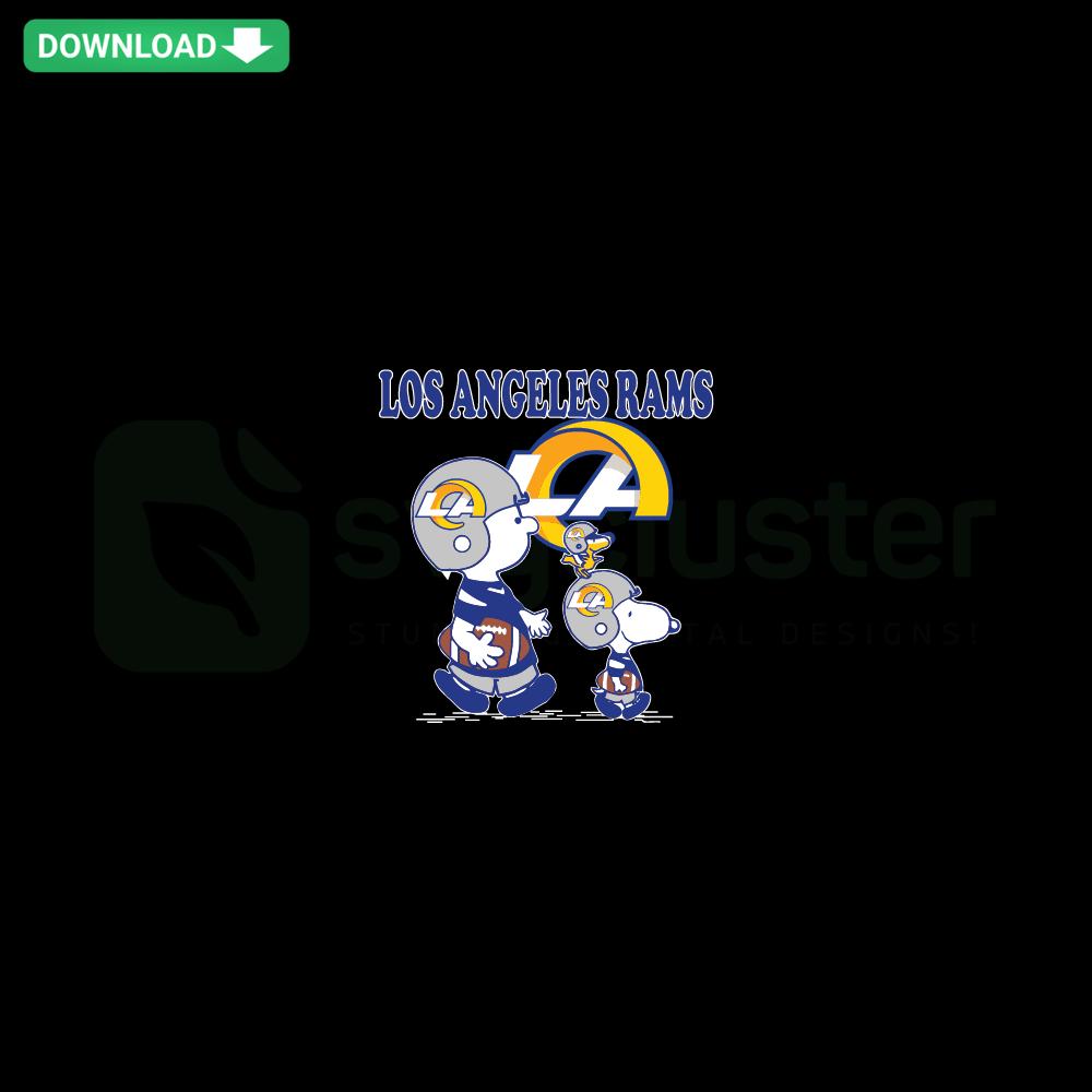 Los Angeles Rams Charlie Brown Snoopy SVG, vector graphics download featuring Charlie Brown and Snoopy in Rams gear.