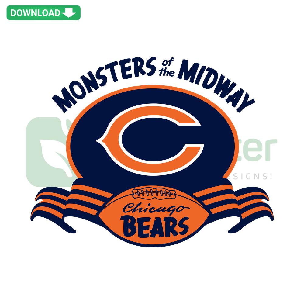 Chicago Bears Monster Of The Midway SVG, premium vector design, featuring iconic bear mascot elements; perfect for sports enthusiasts.