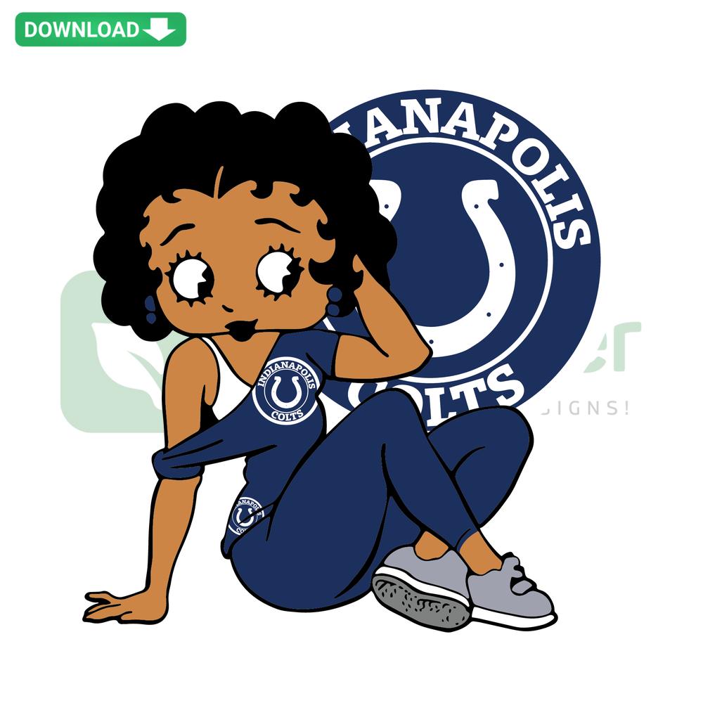 Betty Boop wearing Indianapolis Colts attire SVG, vector design for Cricut, digital download file for craft projects.