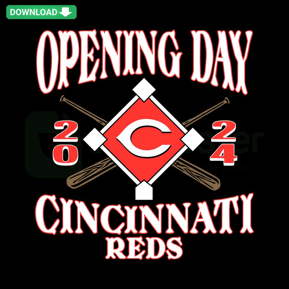 Cincinnati Reds Opening Day Baseball Bat SVG, Instant Download Design with Team Logo, Perfect for Fans and Craft Projects.