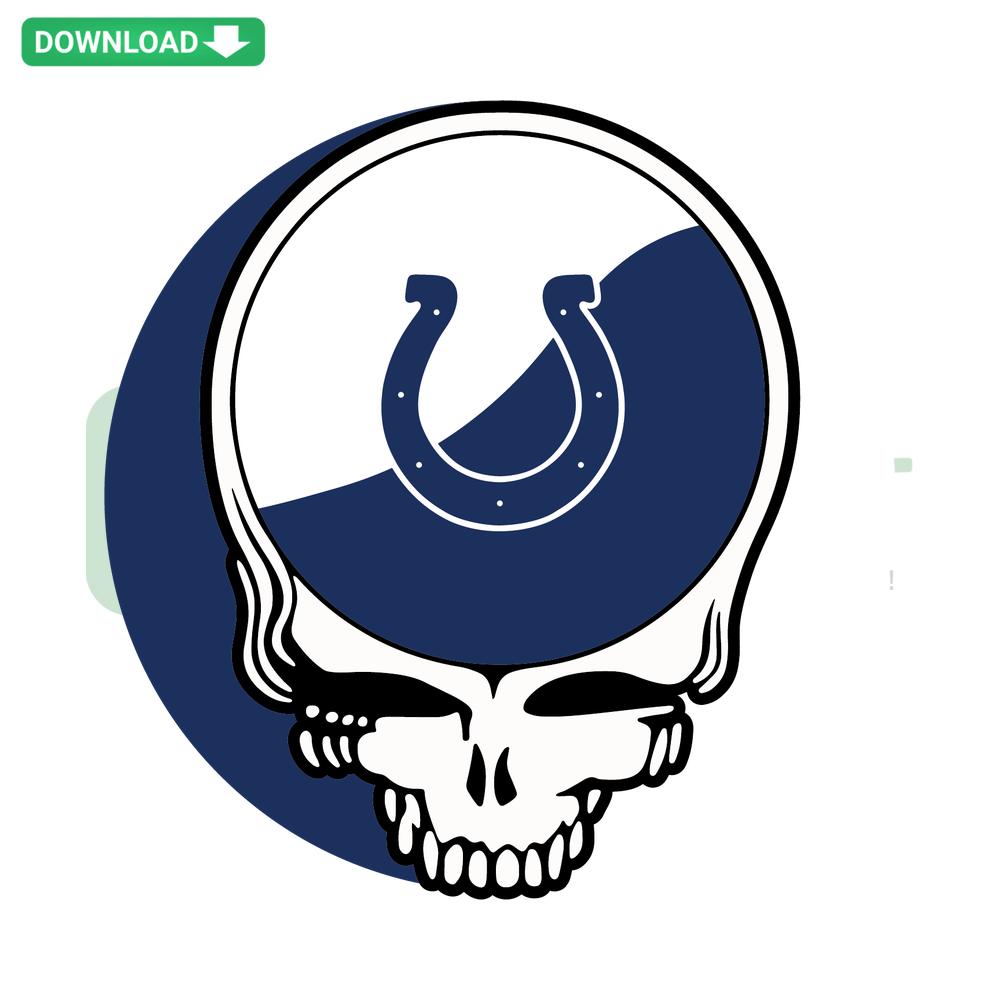 Indianapolis Colts Skull SVG file with team logo, perfect for Cricut, Silhouette crafting. Digital download for sports fans.