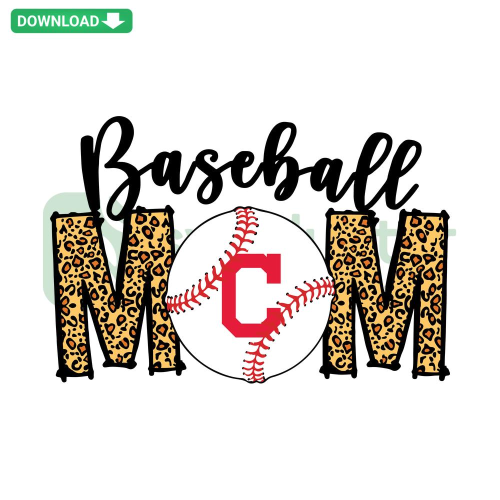 Cleveland Indians Baseball Mom SVG, digital wall art design with team logo and baseball elements, perfect for sports-themed decor.