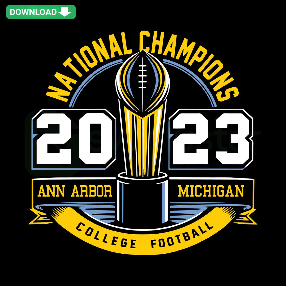 Michigan 2023 National Champions College Football SVG Design for Home Decor - Celebratory Trophy with Team Colors and Logo