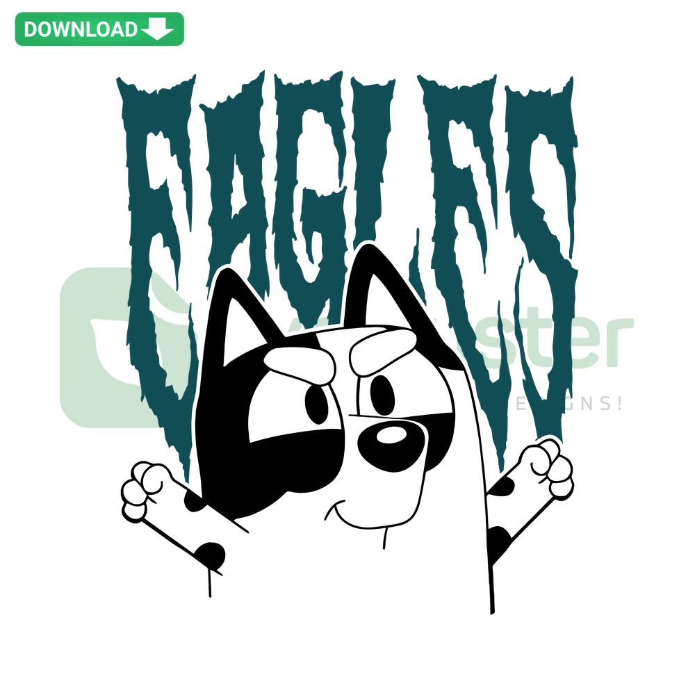 Bluey Muffin Philadelphia Eagles NFL SVG, cartoon style, instant digital download, perfect for sports fans and DIY crafts.