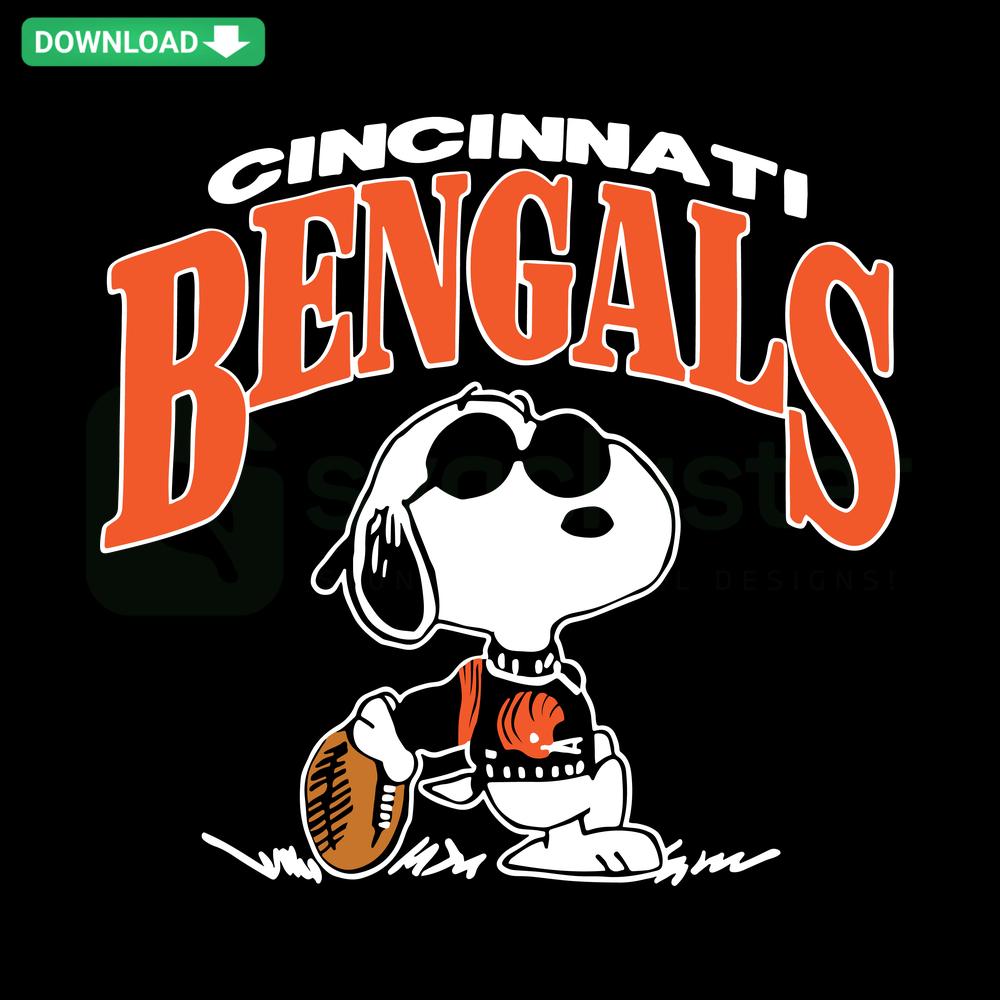 Vintage Snoopy Football Cincinnati Bengals SVG Design, Retro Cartoon Sports Graphic, SVG for Designers, NFL Team Logo Art