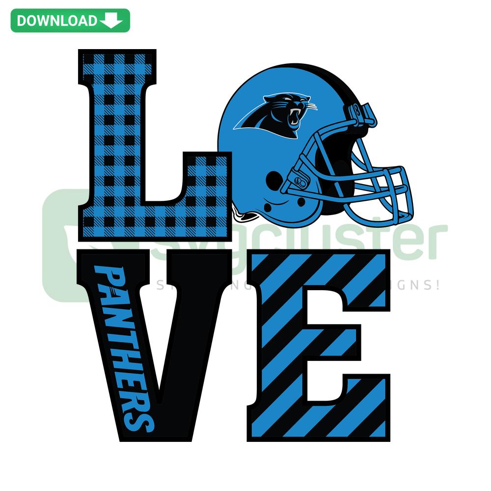 Love Carolina Panthers SVG: Heart design with Panthers logo, instant download for designers. Perfect for fan merchandise creations.