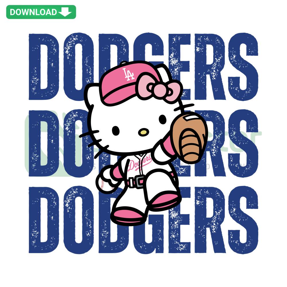 Hello Kitty wearing Dodgers baseball cap SVG, cute digital download, instant access, perfect for LA Dodgers fans, SVG cut file.