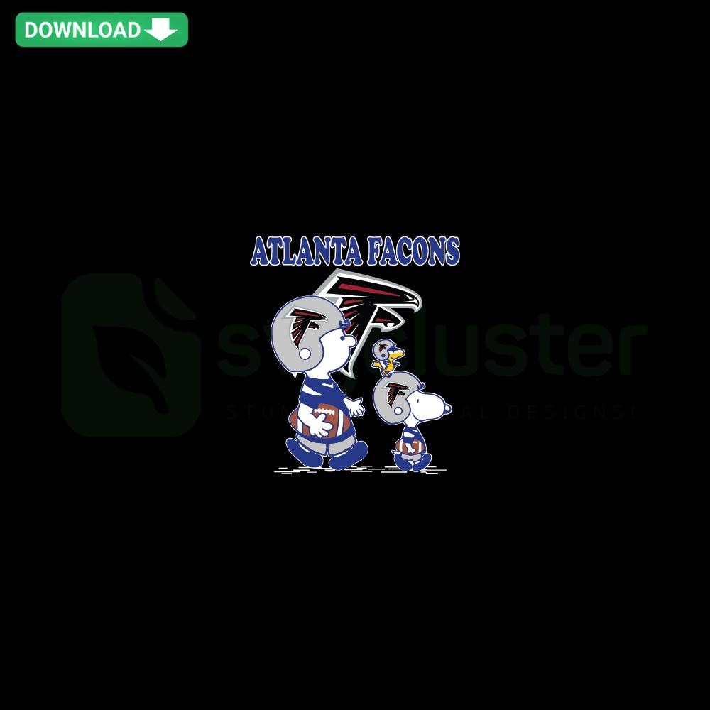 Atlanta Falcons Charlie Brown Snoopy SVG for Home Decor, featuring iconic characters in team colors, perfect for football fans.
