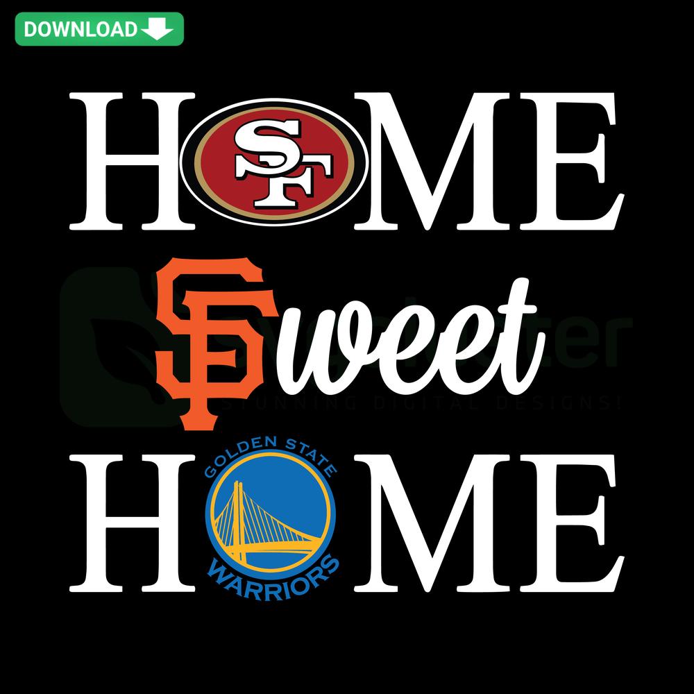 San Francisco Sport Teams SVG design featuring iconic home elements for wall art; perfect for sports fans, downloadable SVG files.