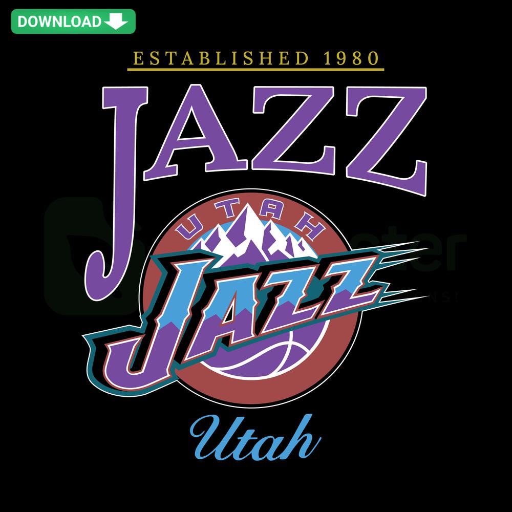 Vintage NBA Utah Jazz Basketball SVG with retro logo design, perfect for crafting projects and digital download patterns.