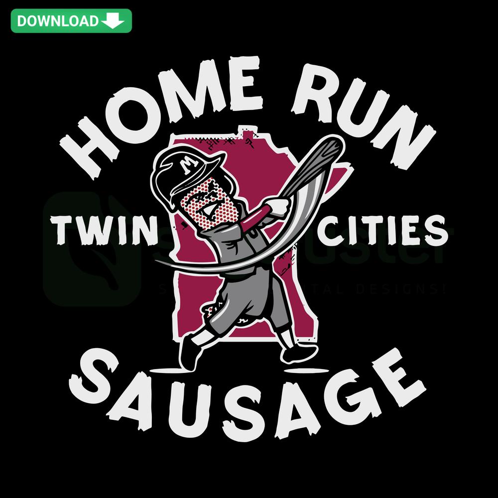 Minnesota Home Run Sausage Baseball SVG, MLB scrapbooking design, digital download, SVG for sports-themed crafts.