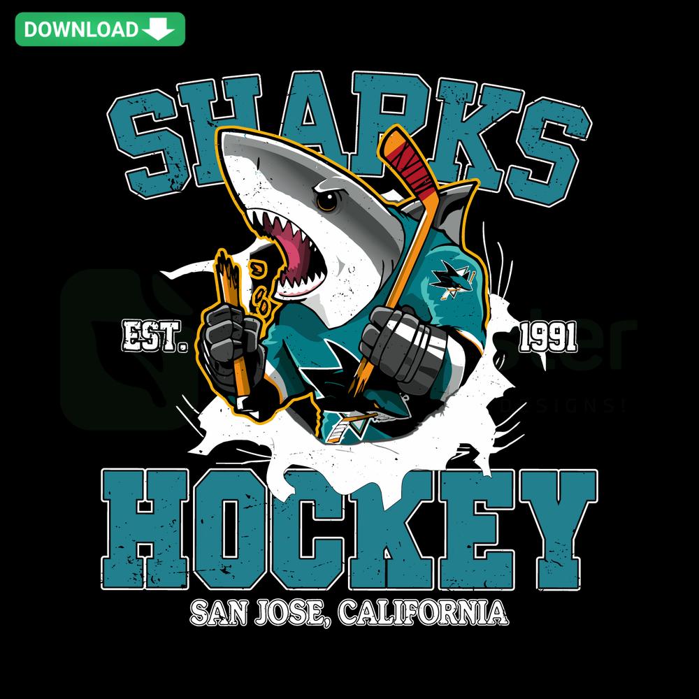 San Jose Sharks Hockey 1991 SVG Download – Features vintage team logo, perfect for crafting and DIY sports projects.