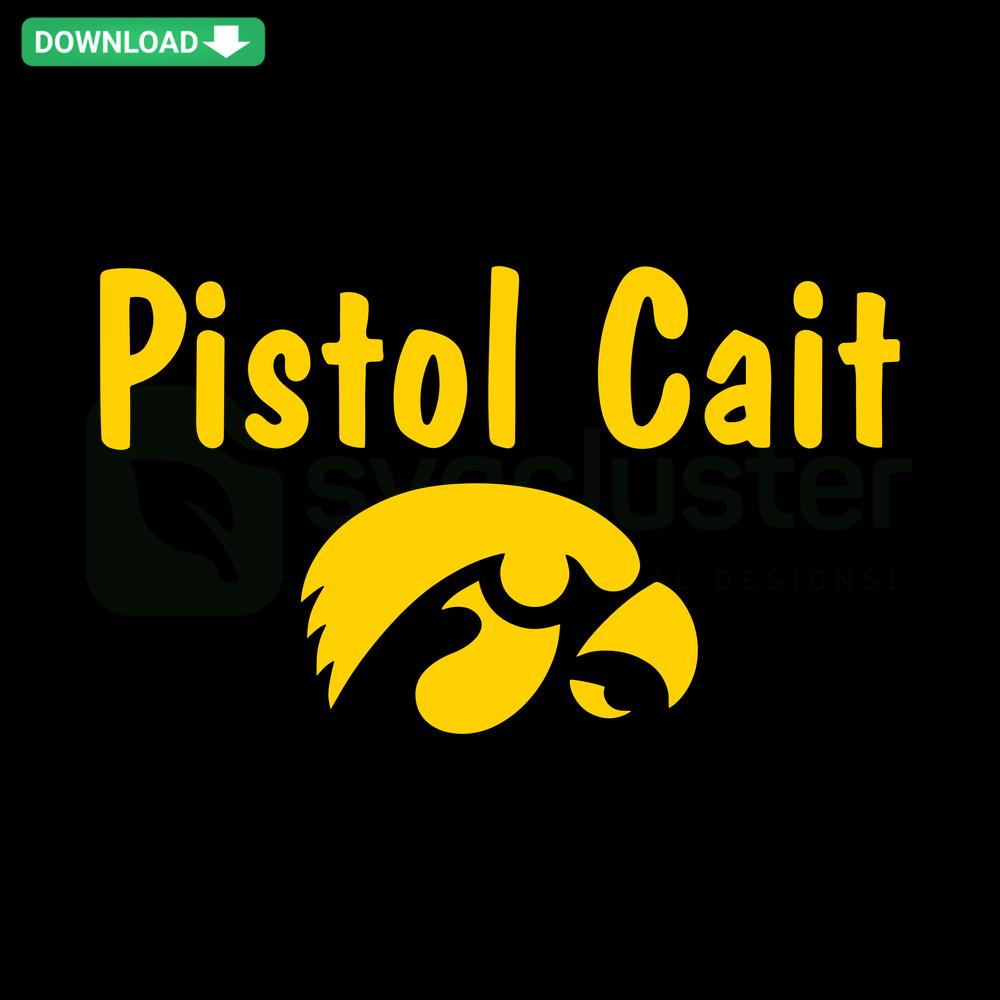 University of Iowa Hawkeyes Pistol Cait SVG, Craft Design; Bold Black & Gold Text, Iconic Team Spirit Print, Perfect for Fans
