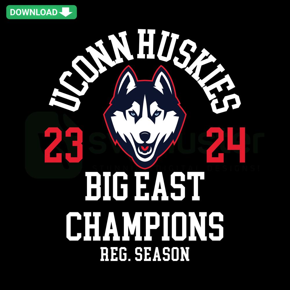 Big East Champions UConn Huskies Logo SVG Download, Editable SVG Files, Sports Team Logo, Huskies Emblem Design