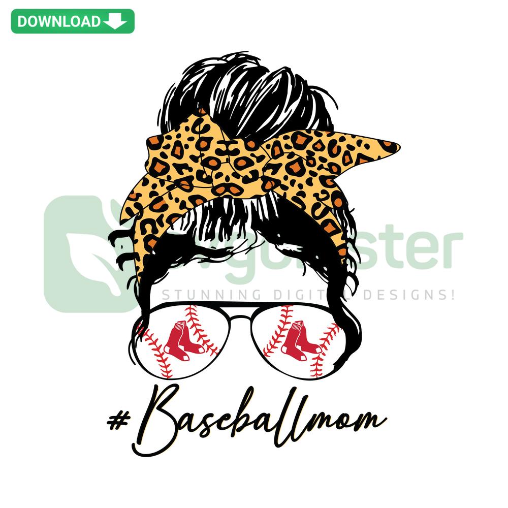 Boston Red Sox Baseball Mom SVG design with team logo, heart, bat. Perfect for sports apparel, crafting. High-resolution digital file.