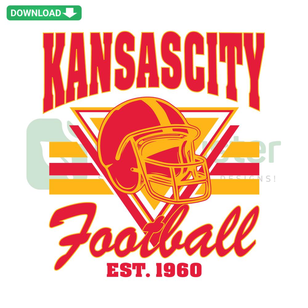 Vintage Kansas City Chiefs football helmet SVG with classic team colors, perfect for Cricut and Silhouette cutting files fans.