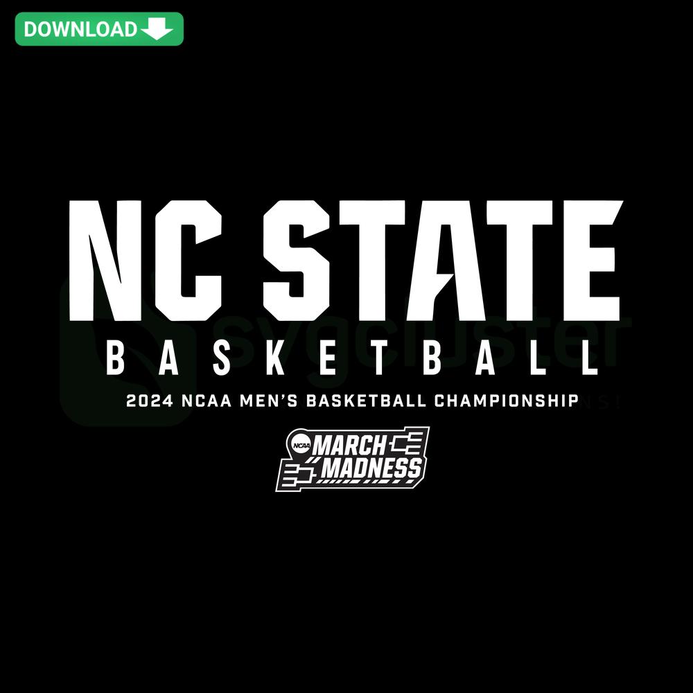 NC State Men's Basketball 2024 NCAA Tournament SVG, vibrant team logo design, downloadable SVG for fans, championships.