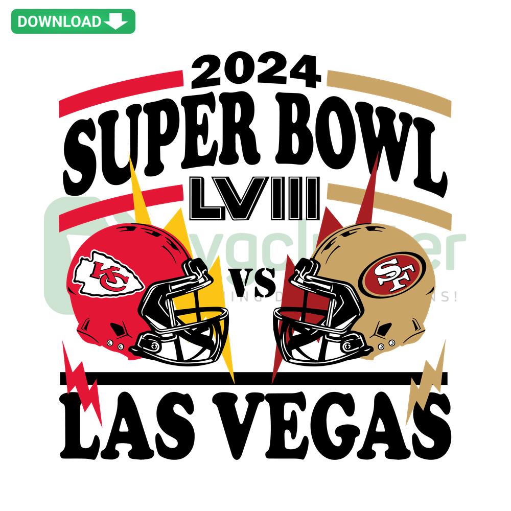 Super Bowl LVIII Las Vegas 49ers vs Chiefs SVG Design, Football Crafting SVG, Digital Clipart for Cricut Projects