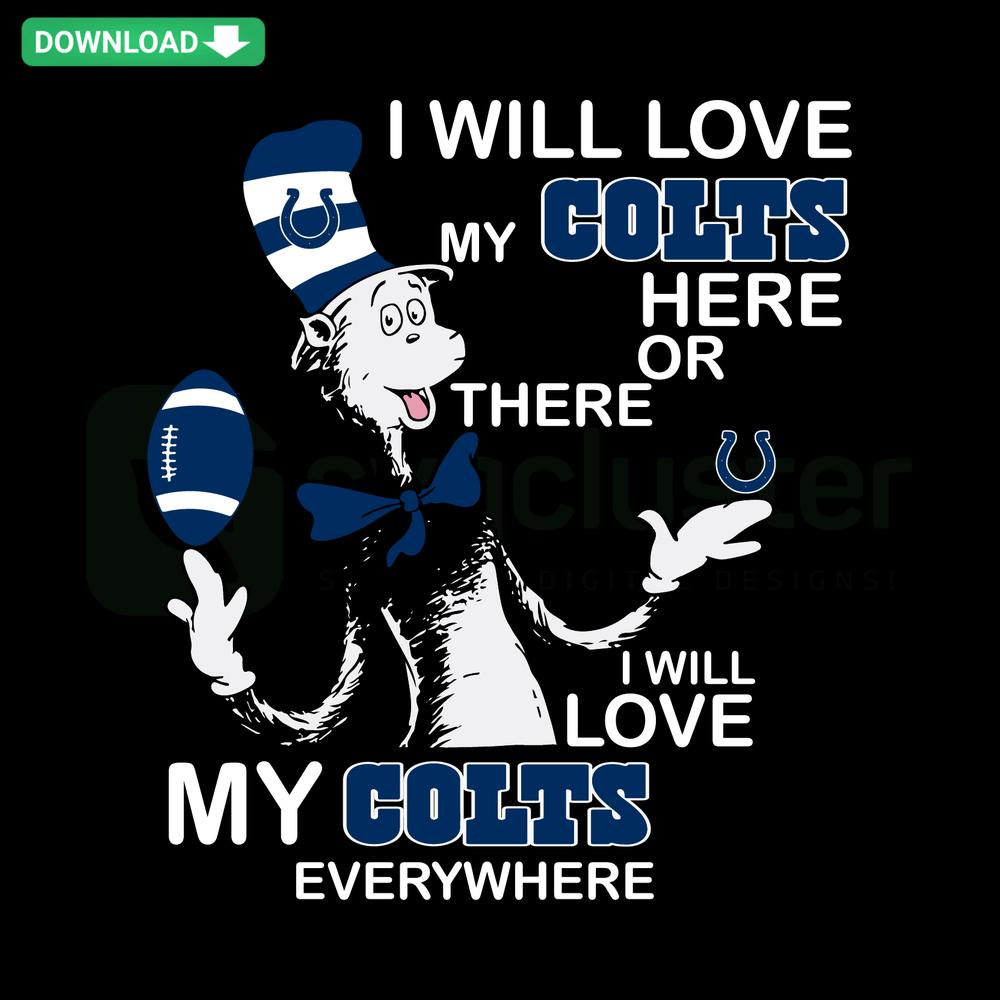 Dr Seuss-inspired Indianapolis Colts SVG design, featuring whimsical elements and team logo, perfect for Colts fans.