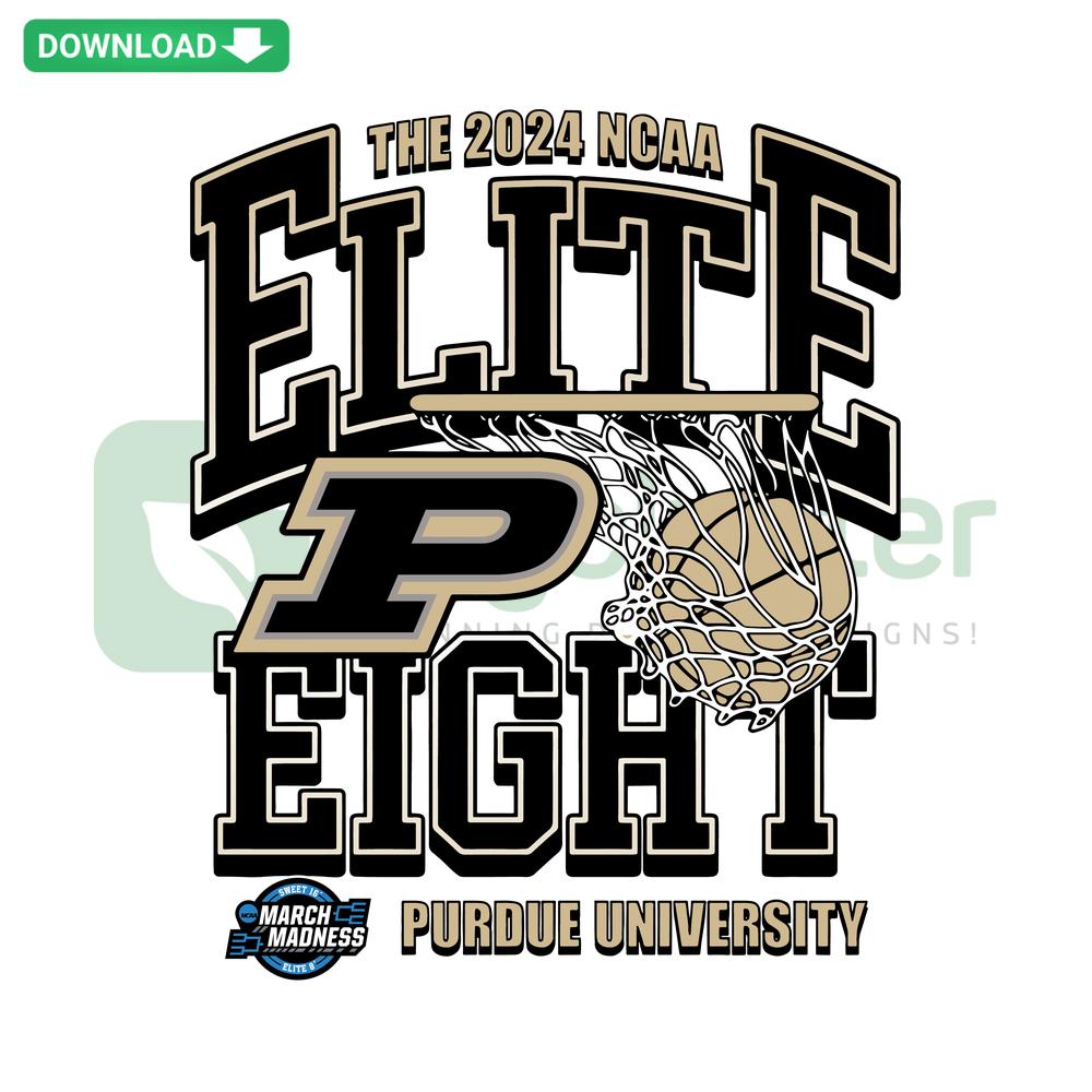 NCAA Purdue Men's Basketball 2024 Elite Eight SVG, premium design for designers, featuring dynamic hoops theme.