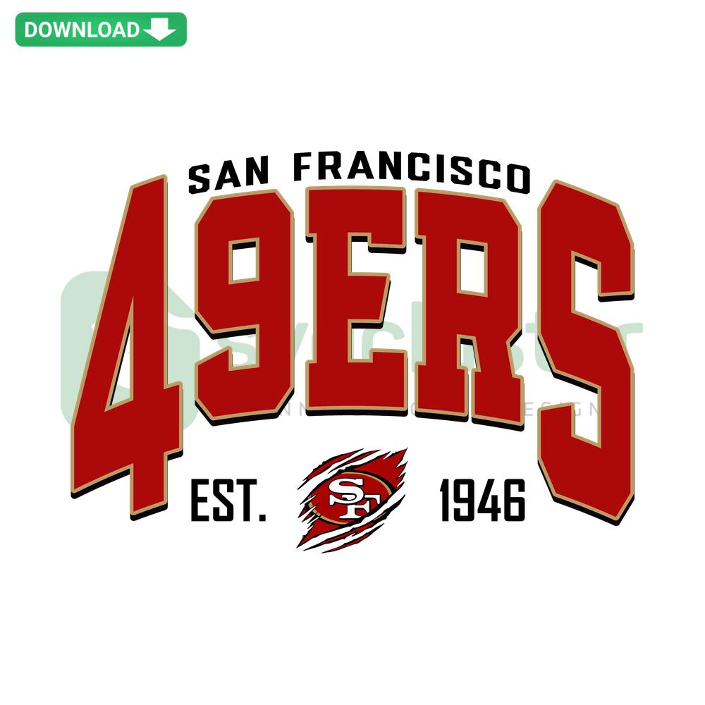 Vintage San Francisco 49ers Logo SVG - Retro Old-School Design for Cricut, Silhouette Cutting Projects, Team Colors.