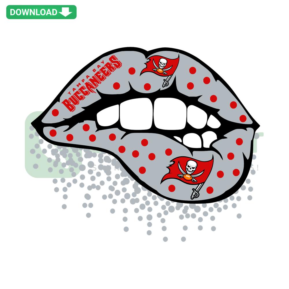 Tampa Bay Buccaneers Lips SVG, Cricut Digital Files; Buccaneer's logo within vibrant red lips for crafting projects.