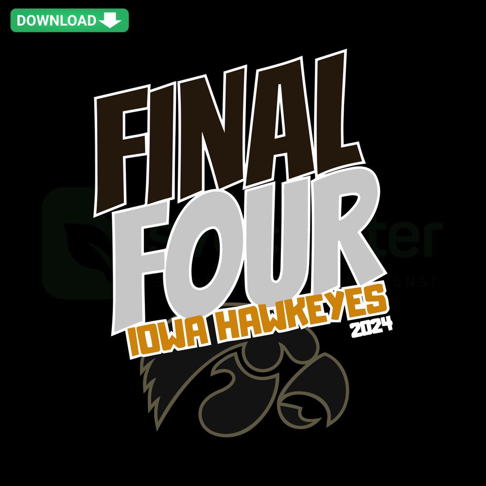 Final Four Iowa Hawkeyes NCAA logo in SVG format, perfect for card templates, featuring bold team colors and dynamic design.