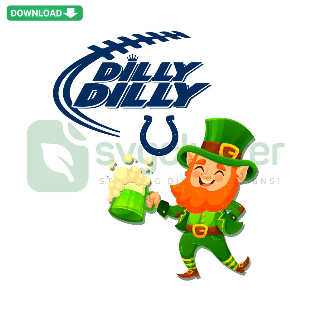 Indianapolis Colts Dilly Dilly SVG, St. Patrick's Day SVG Craft Design; Colts Logo, Shamrocks, Irish Green Theme.