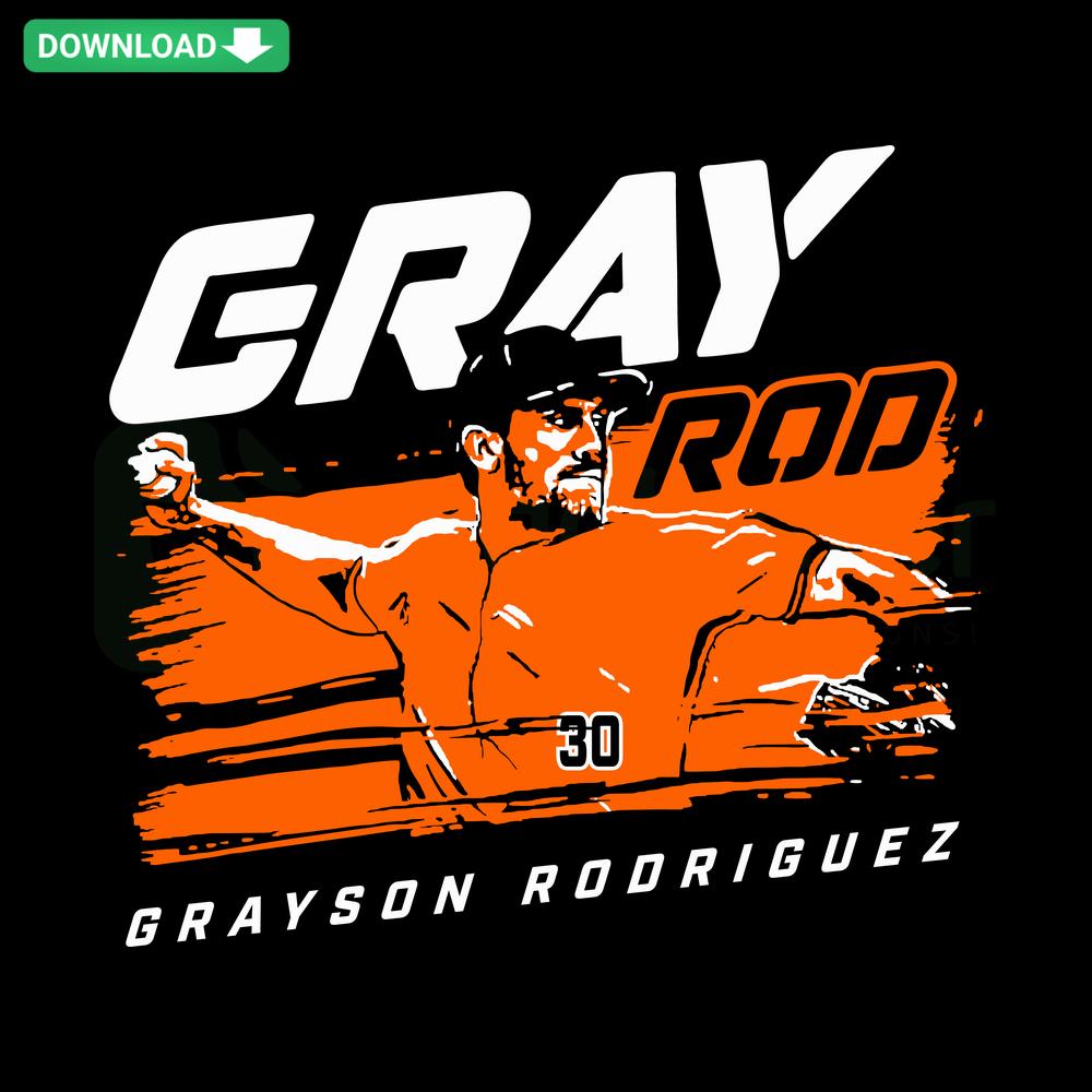 Grayson Rodriguez Baltimore Orioles Baseball SVG, Vector Design; features Rodriguez in Orioles uniform, perfect for sports crafts.