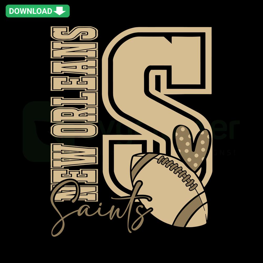 New Orleans Saints SVG: Football Heart Design, High-Res Digital Download, Perfect for Fans & Craft Projects