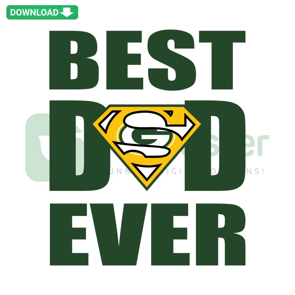 Green Bay Packers Best Dad Ever SVG, ideal for Cricut projects, featuring bold text and Packers logo, perfect for Father's Day crafts.
