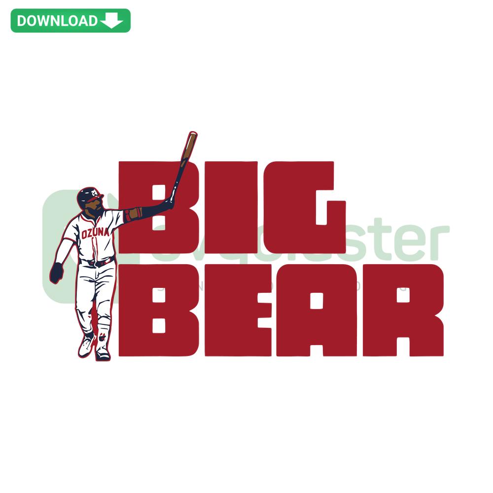 Marcell Ozuna Big Bear Atlanta Braves Baseball SVG design, featuring stylized bear with Braves colors, instant download SVG.