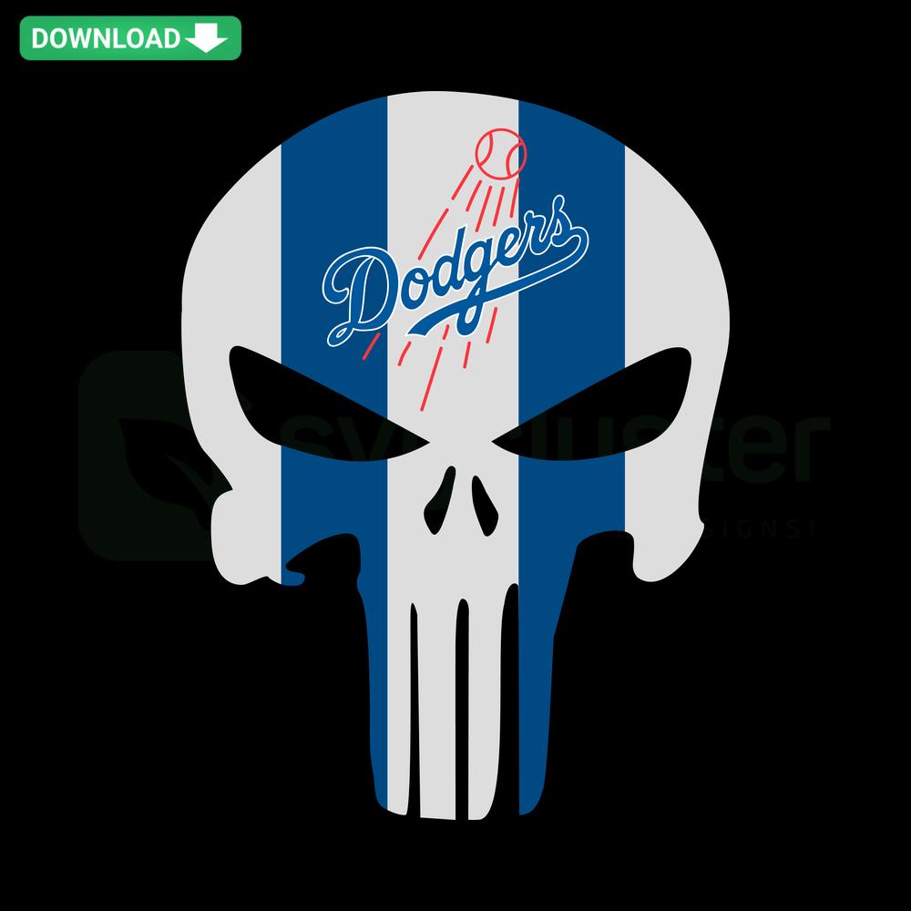 Los Angeles Dodgers Skull SVG, digital download for designers; unique sports-themed vector graphic design resource