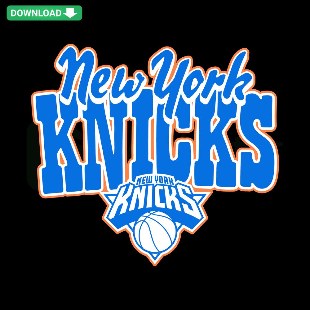 High-resolution SVG of New York Knicks logo, retro basketball design, ideal for digital download and crafting projects.