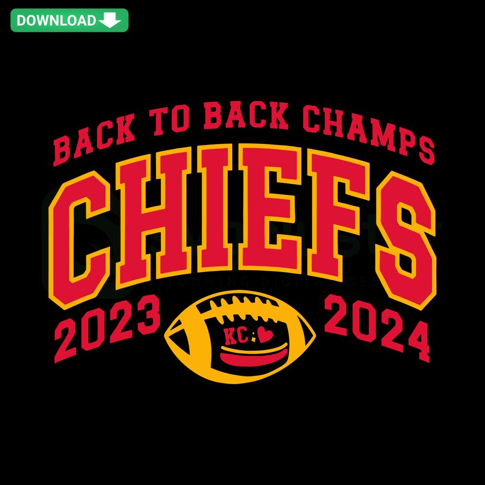Back To Back Chiefs Football Kansas City SVG Digital Download featuring team logo, perfect for DIY projects and CNC cutting.