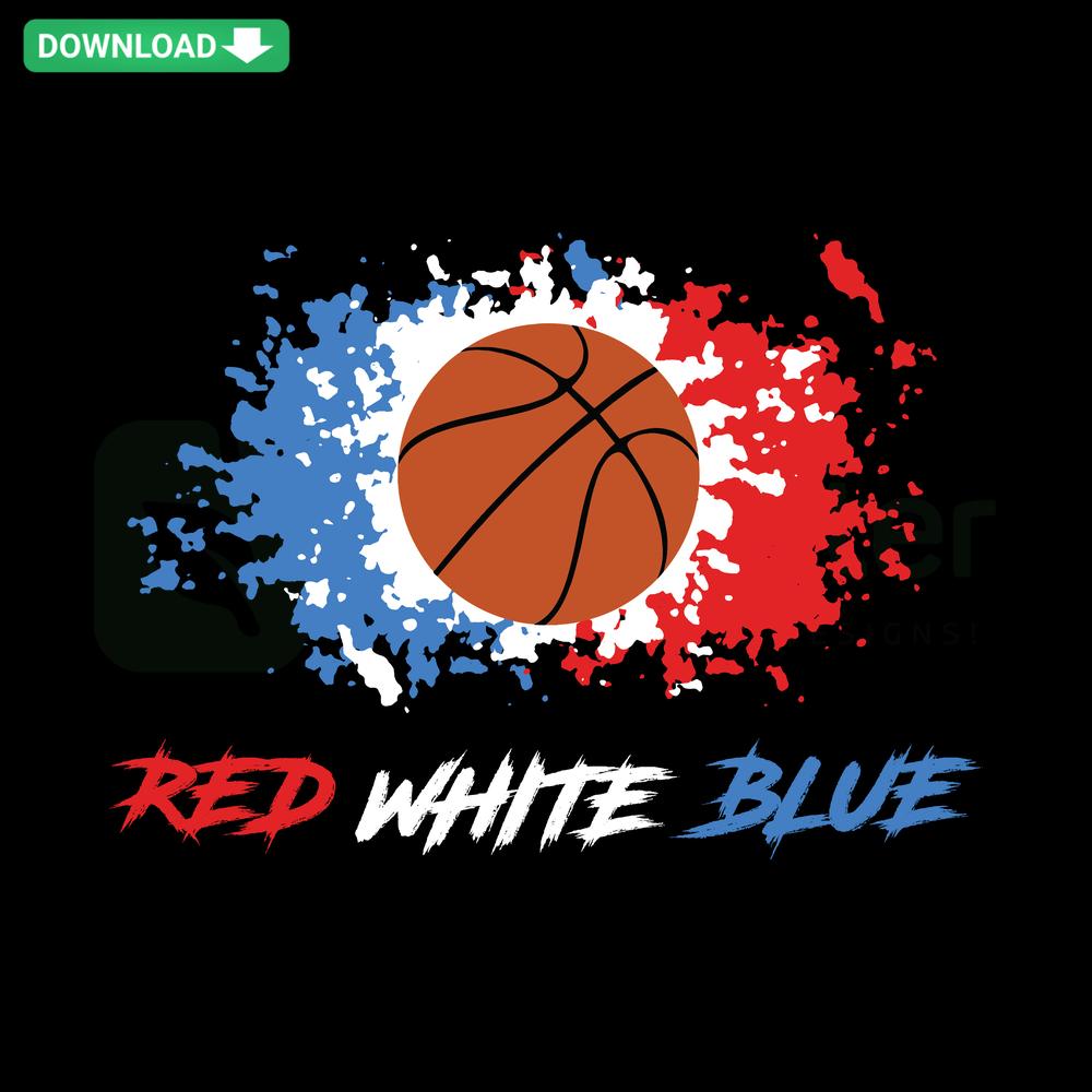 Patriotic Basketball T-shirt with red white and blue design featuring stars and stripes