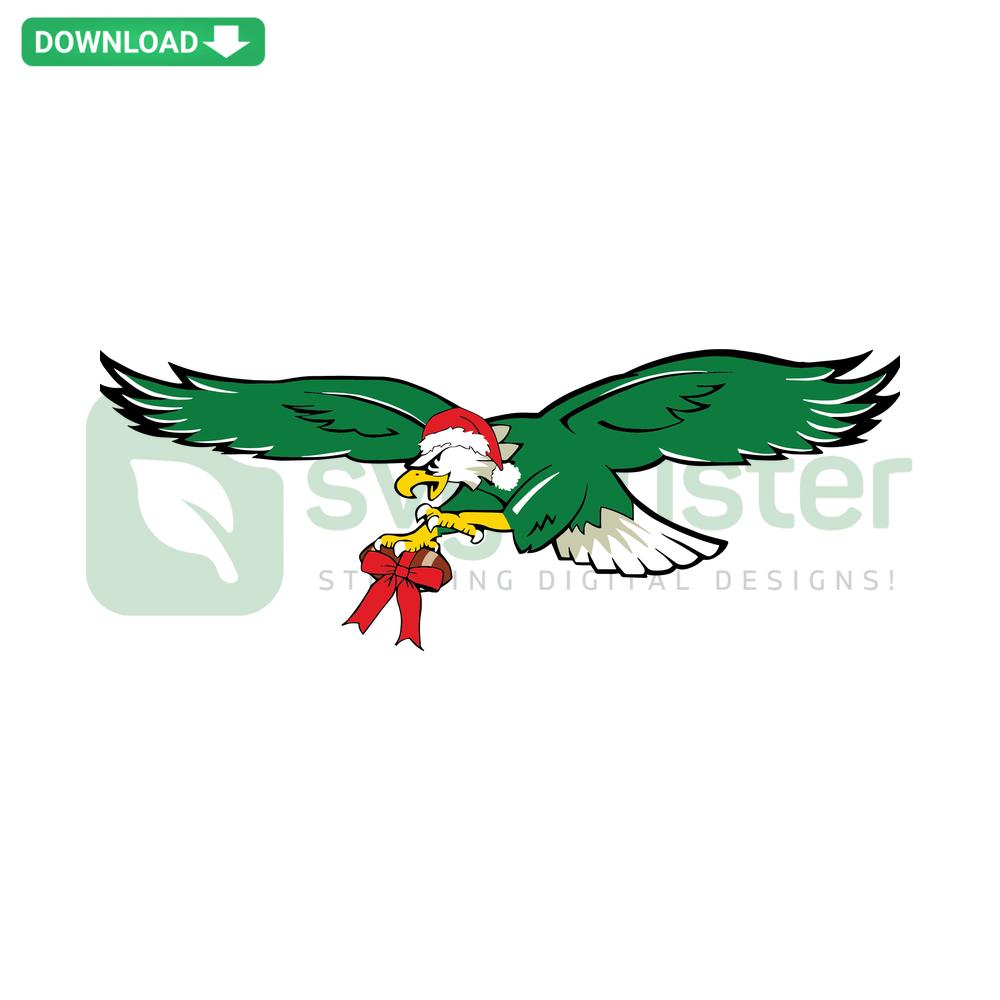 Eagles Football Christmas Hat SVG Download: Premium SVG Graphics featuring festive eagle-themed football Christmas hat design.