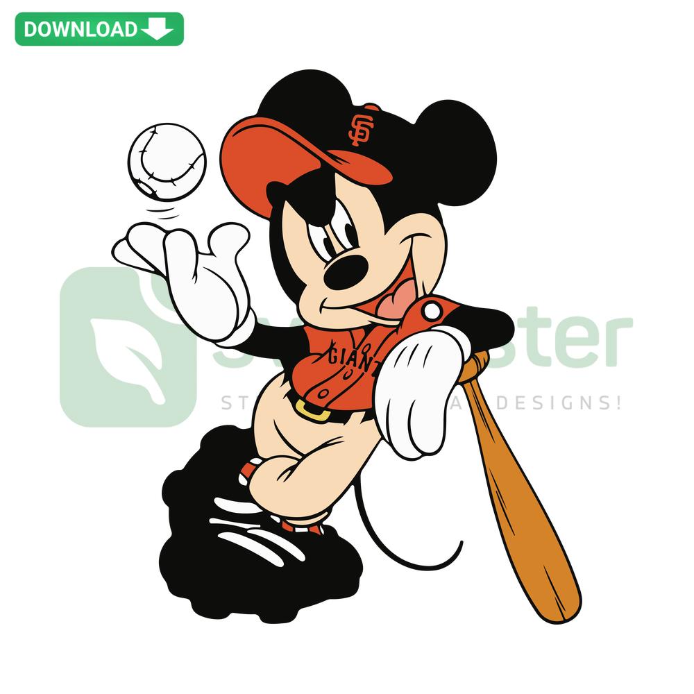 San Francisco Giants Mickey Mouse SVG, featuring Mickey in Giants gear, perfect for Cricut projects, digital crafts, or fan art.