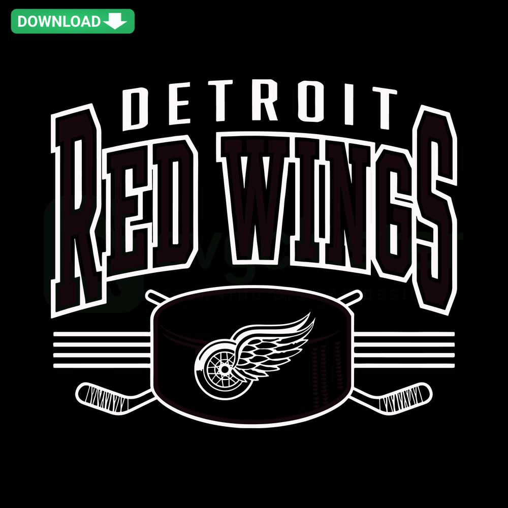 Detroit Red Wings Vintage SVG, classic NHL logo design, instant download for designers, retro appeal, red winged wheel emblem