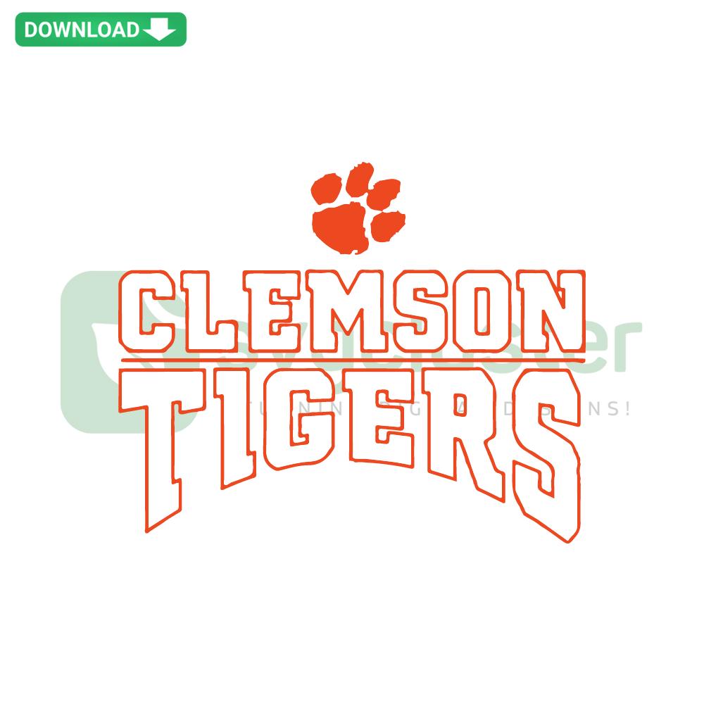 Clemson Tigers NCAA Team Logo SVG, vibrant orange paw print, digital download, ideal for crafting or sports merchandise, SVGCluster.