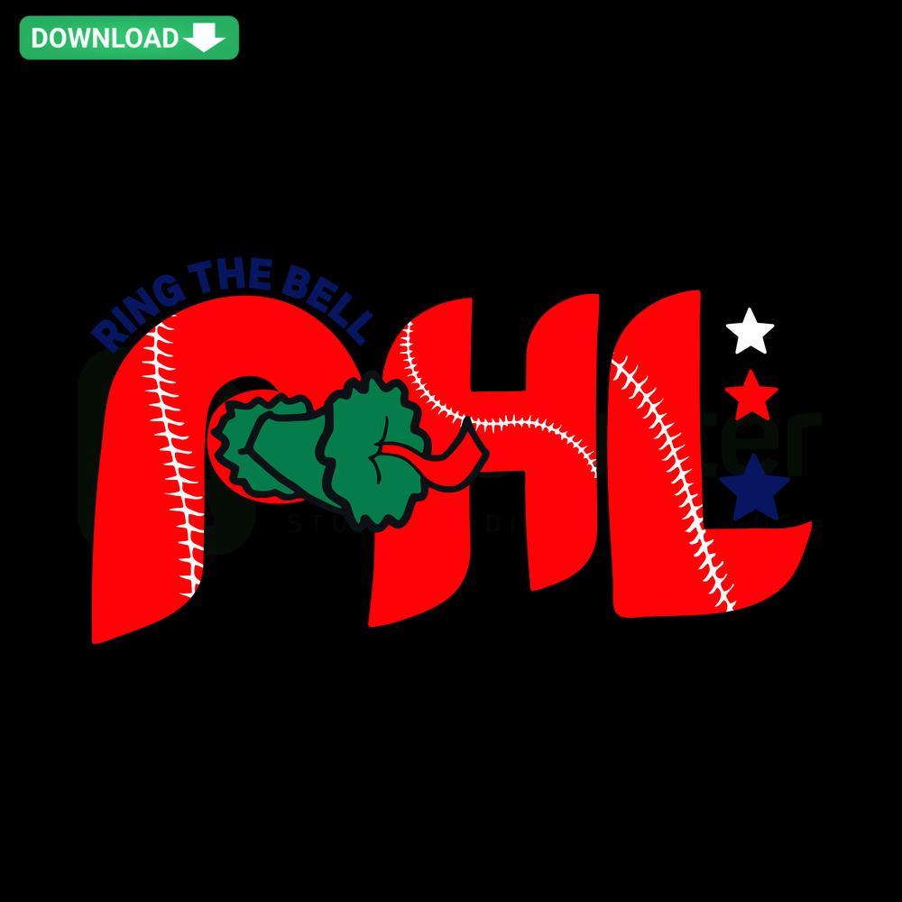 PHL Baseball Ring The Bell Philadelphia MLB SVG design, featuring iconic Philly bell and baseball theme, instant download files.