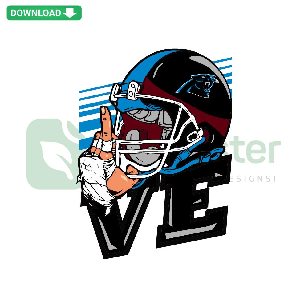 Carolina Panthers heart logo SVG design, NFL themed vector digital download, perfect for crafting or apparel.