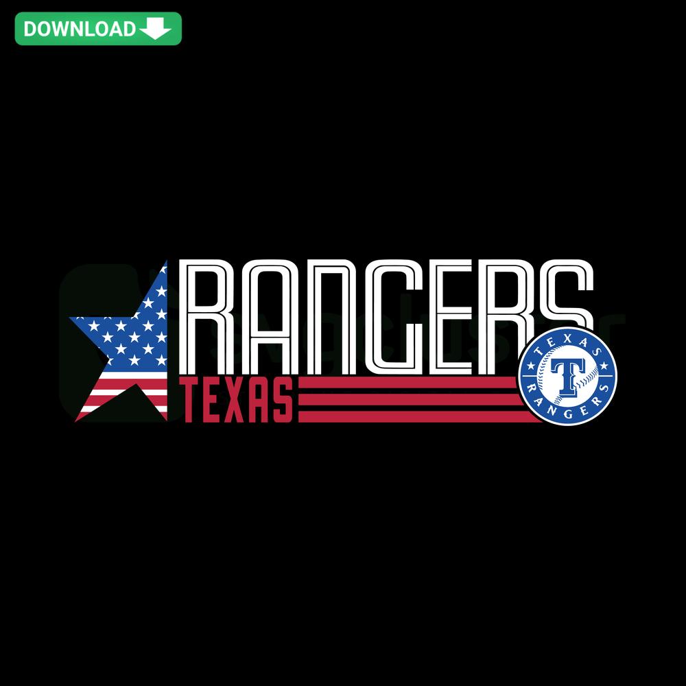 Texas Rangers Ameria SVG Digital Design for T-Shirts featuring team logo and patriotic elements. Downloadable SVG files